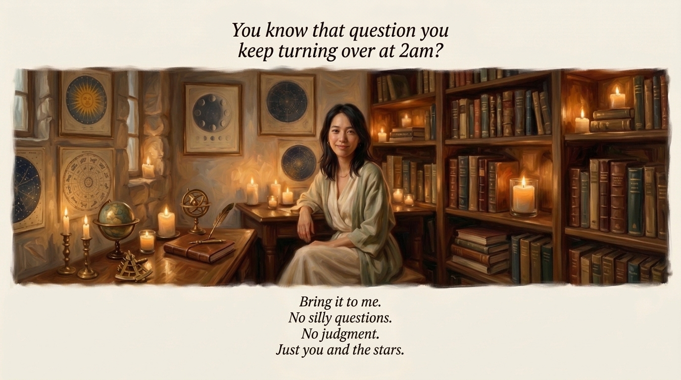 Akari in her candlelit study